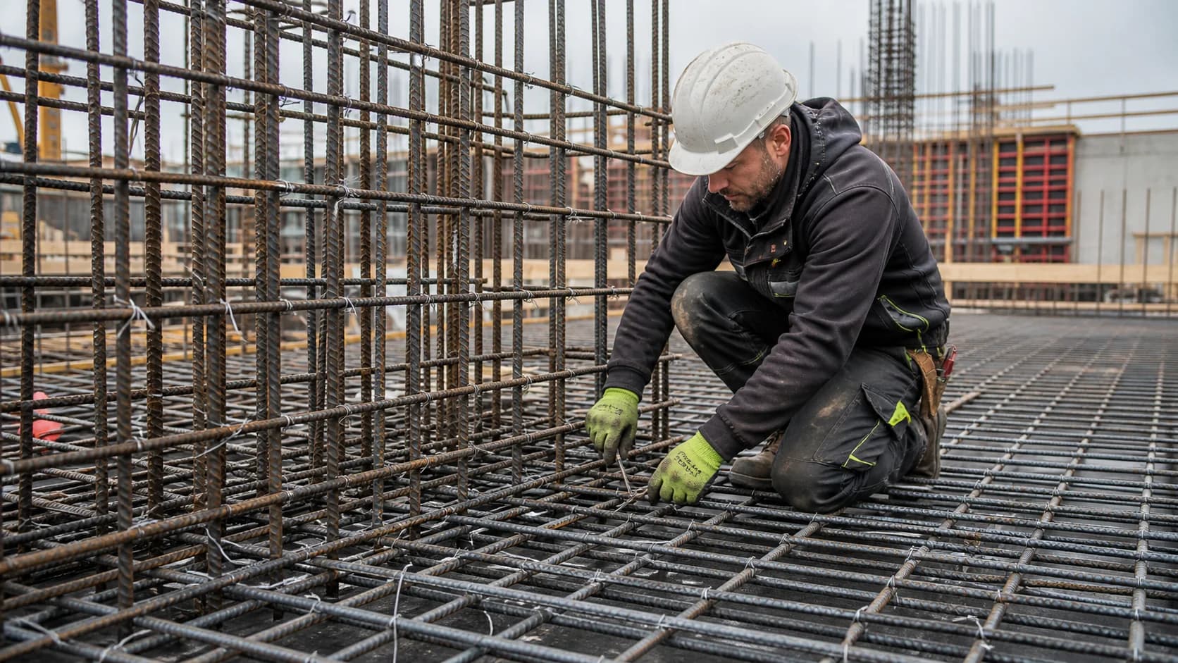 Eisenarbeiten auf einer Baustelle